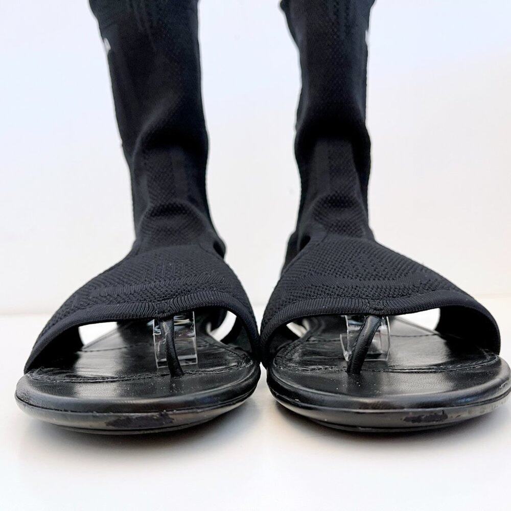 Prada Knitted Black Stretch Sock Flat Sandals Cutouts - Picture 8 of 13